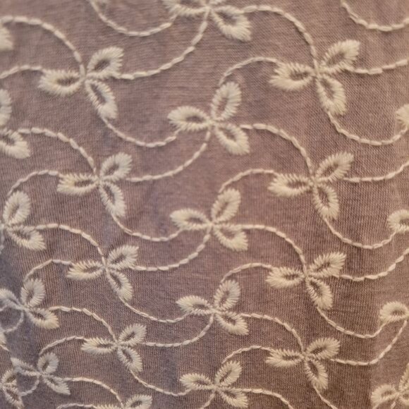 LOGO Lori Goldstein Midi Dress Eyelet Gray White Side Slit Casual Sleeveless XL - Picture 2 of 10